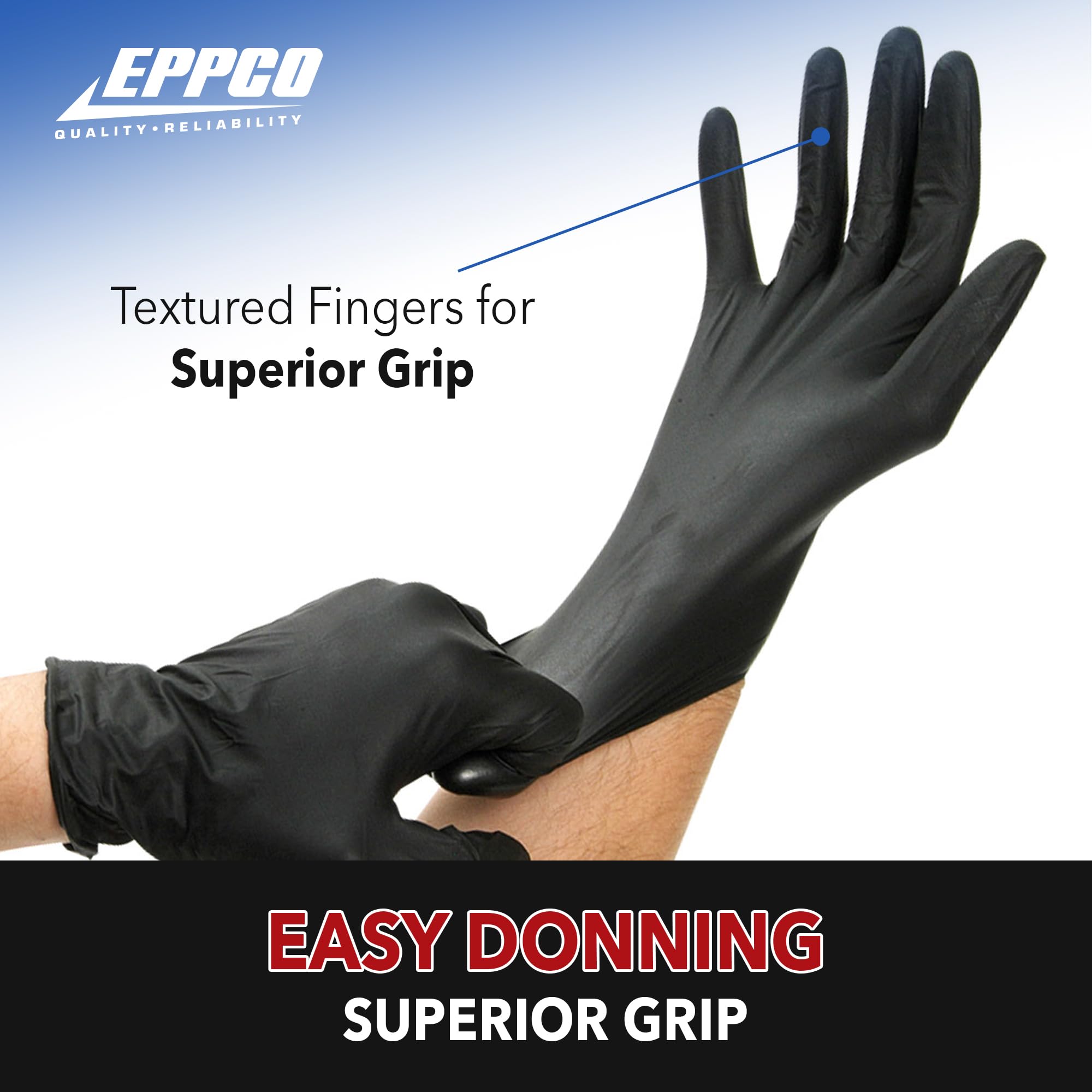 GREASE BULLY 6 mil Black Nitrile Gloves - Large -100ct