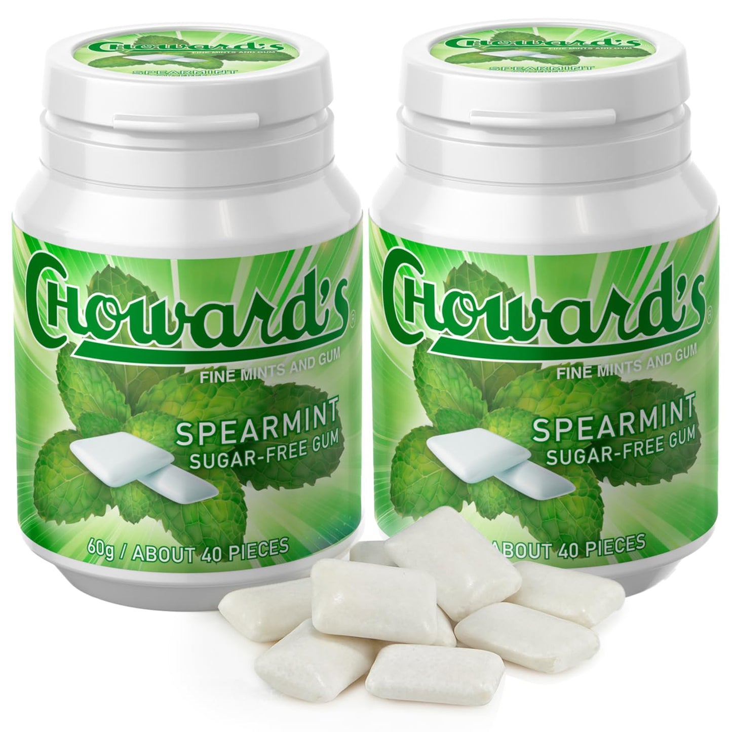 Choward's Spearmint Sugar-Free Gum | Unique Aromatic Flavors for Everyday Freshness | Long-Lasting Flavor | Soft Chew | Portable Bottle for On the Go