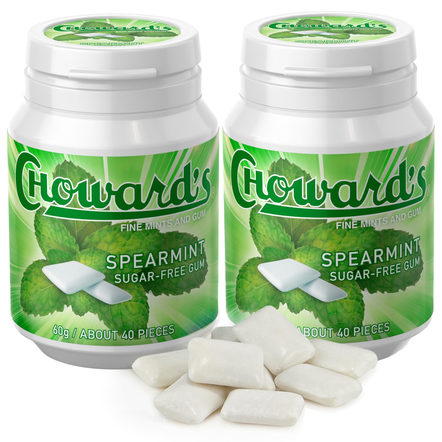 Choward's Spearmint Sugar-Free Gum | Unique Aromatic Flavors for Everyday Freshness | Long-Lasting Flavor | Soft Chew | Portable Bottle for On the Go