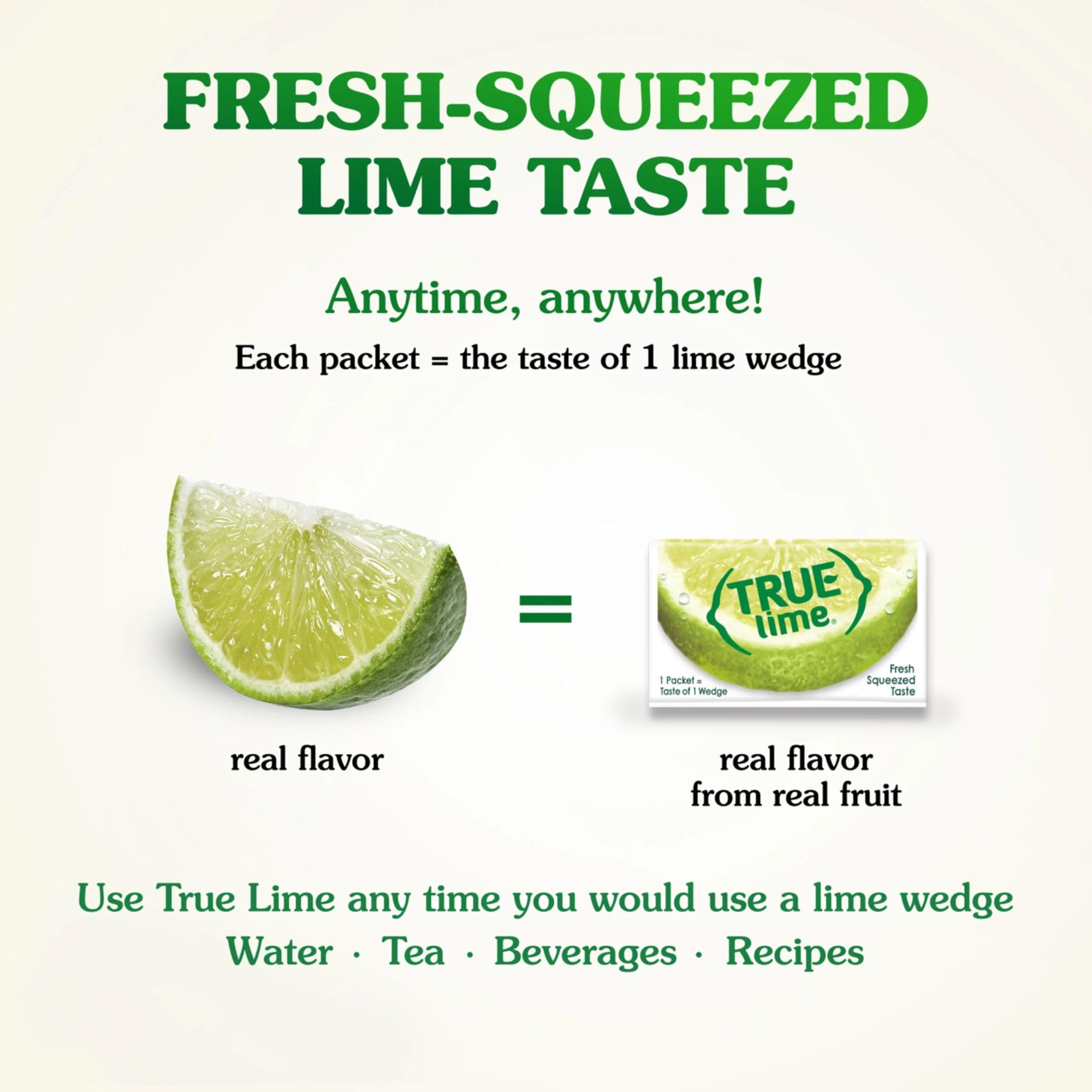 True Lime 100ct (Pack of 1) - Water Enhancer - Bulk Dispenser - 0 Calorie Drink Mix Packets for Water - Sugar Free Lime Flavoring Powder Packets