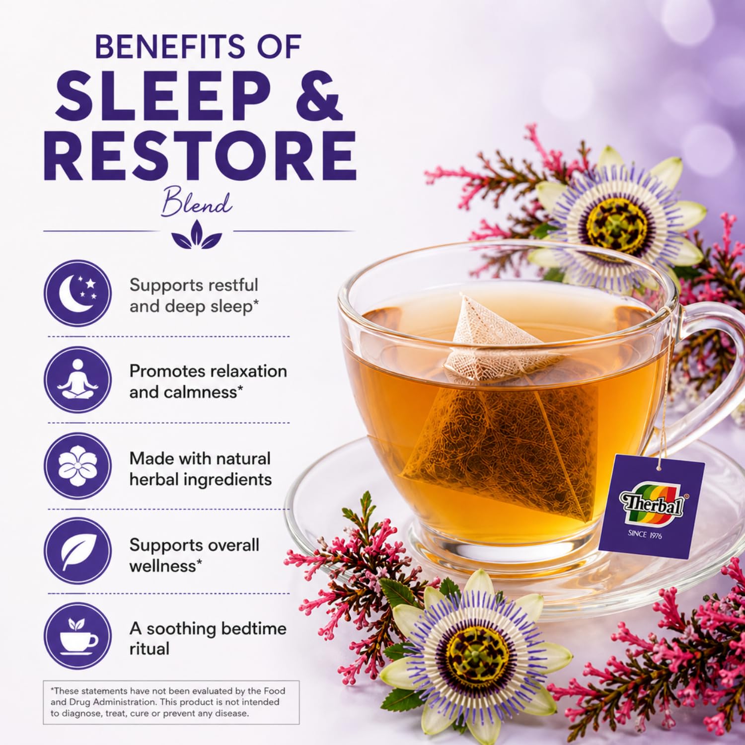 Tila, Valerian, Orange Blossom & Alfalfa Tea - Natural Sleep Aid & Relaxation - 20 Tea Bags - Dormir Bien