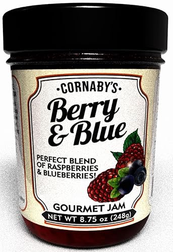 Cornaby’s Berry & Blue Jam, Raspberry and Blueberry Fruit Spread, Made with Real Fruit, Small Batch, 8.75 oz Jar