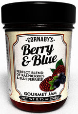 Cornaby’s Berry & Blue Jam, Raspberry and Blueberry Fruit Spread, Made with Real Fruit, Small Batch, 8.75 oz Jar