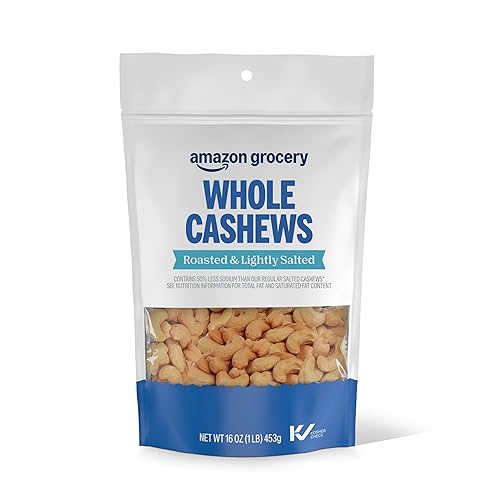 Amazon Grocery, Whole Cashews, Roasted & Lightly Salted, 16 Oz (Previously Happy Belly, Packaging May Vary)