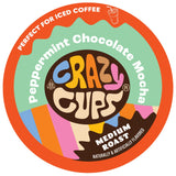 Crazy Cups Flavored Coffee Pods, Peppermint Chocolate Mocha Coffee, Single Serve for Keurig K-Cups Machines, Hot or Iced Medium Roast in Recyclable
