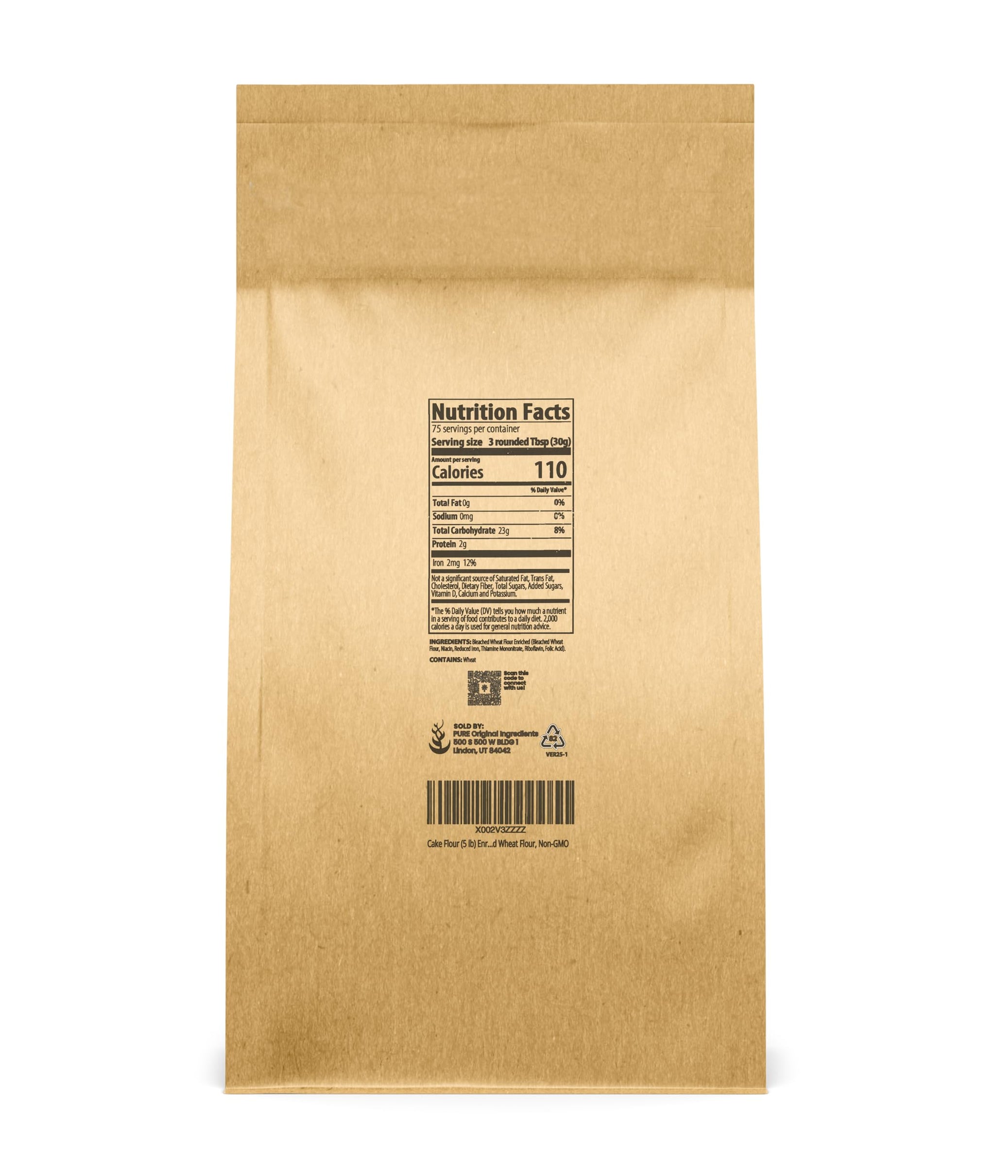 Pure Original Ingredients Cake Flour (5 lb) Enriched Wheat Flour, Non-GMO