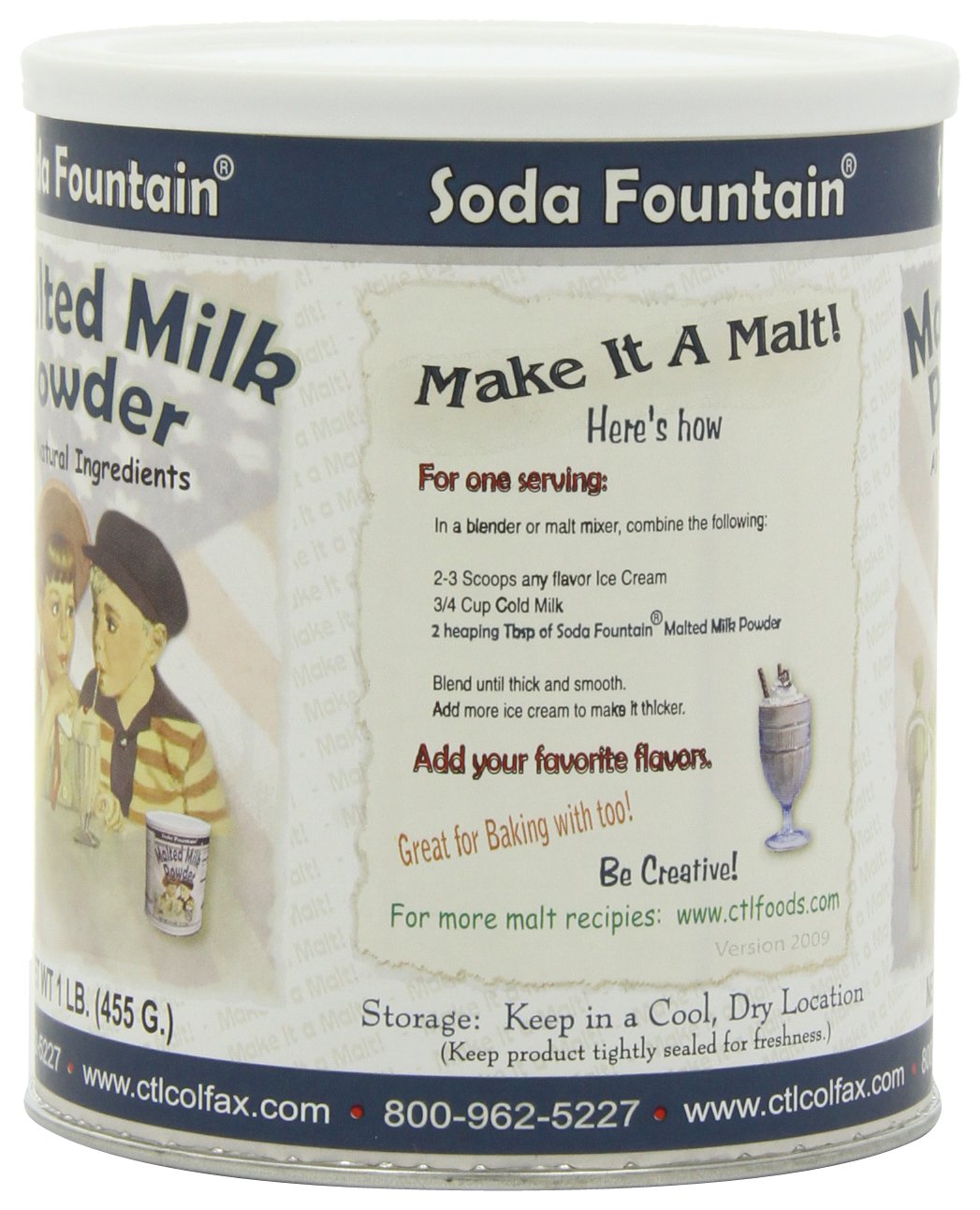 Soda Fountain Malted Milk Powder, 16-Ounce (Pack of 3)