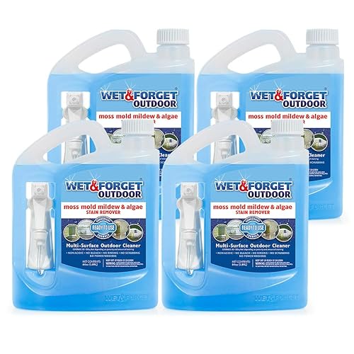 Wet & Forget Outdoor Moss, Mold, Mildew, & Algae Stain Remover Multi-Surface Cleaner, Ready to Use, 64 Fluid Ounces, 4 Pack