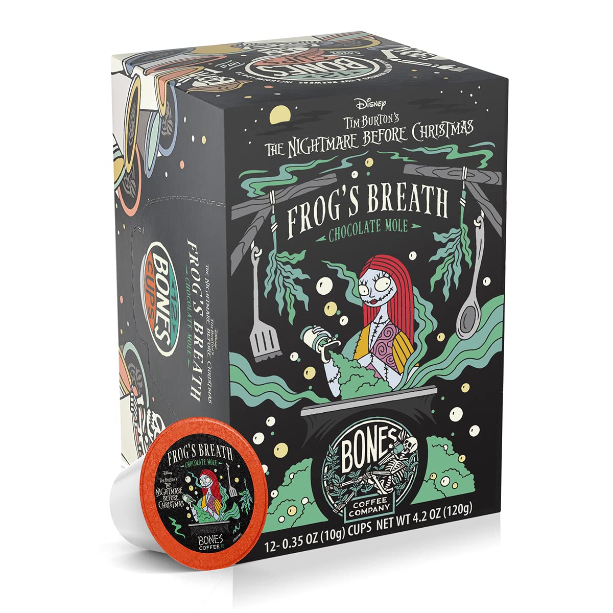 Bones Coffee Company Frog's Breath, Chocolate Mole Flavored Coffee Pods, Low Acid Medium Roast Single-Serve Bones Cups for K-Cups Brewers Coffee Maker