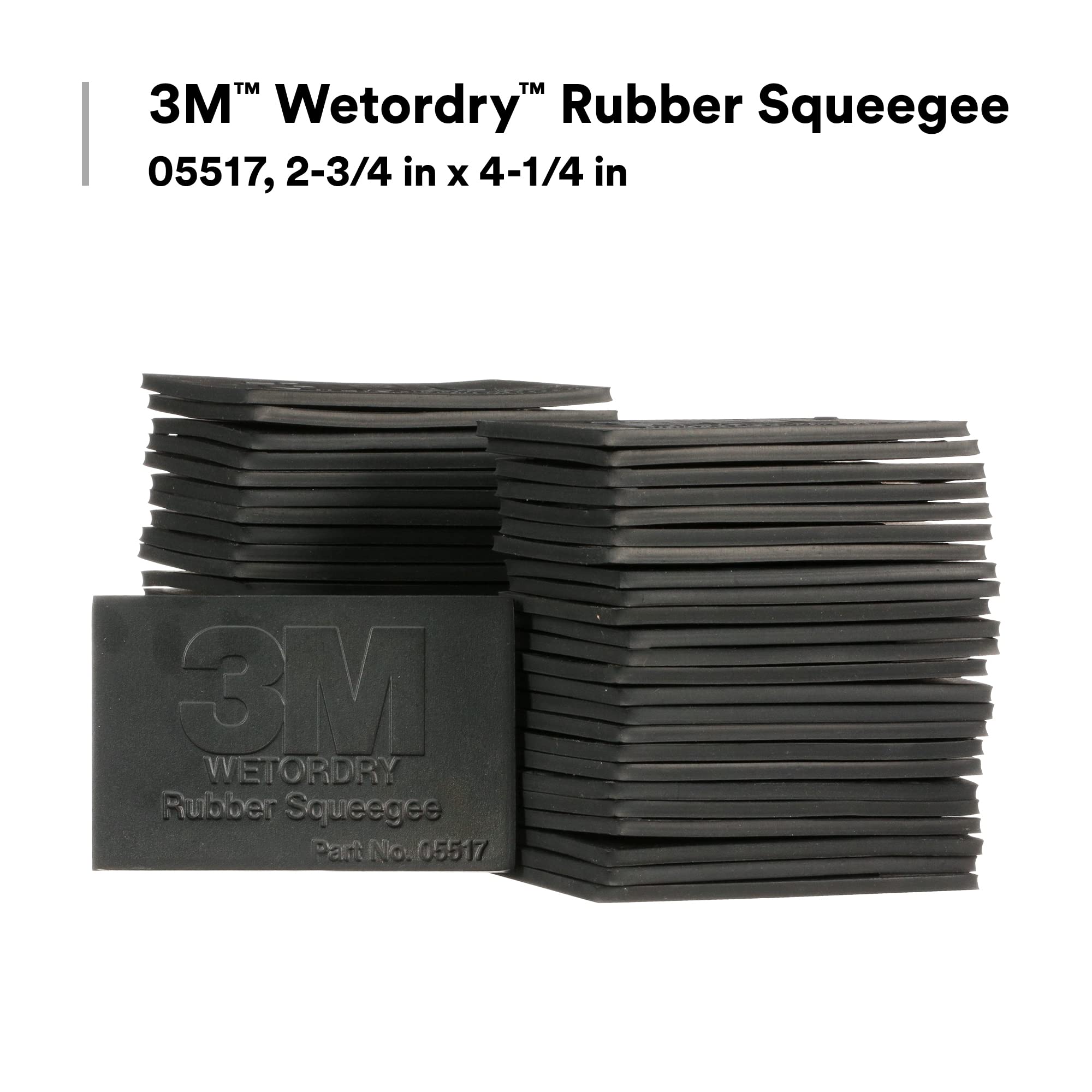 3M Wetordry Rubber Squeegee 05517, 2-3/4 in x 4-1/4 in, Comfort Fit, Flexible, For Wet Sanding