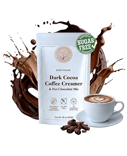 5 SPARROWS Healthy Sugar-Free Coffee Creamer Powder (Dark Hot Chocolate) - Stevia-Sweetened, Zero Sugar - Keto-Friendly Flavored Drink Mix, 10 oz