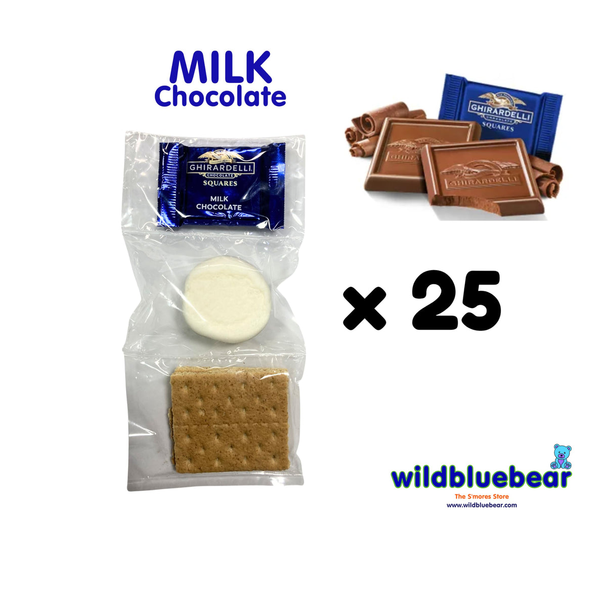 WBB | SMORES KIT STRIP | Individually packaged set : Graham Crackers, Marshmallow, Chocolate | Make delicious smores (100 sets) (Mix Chocolates)