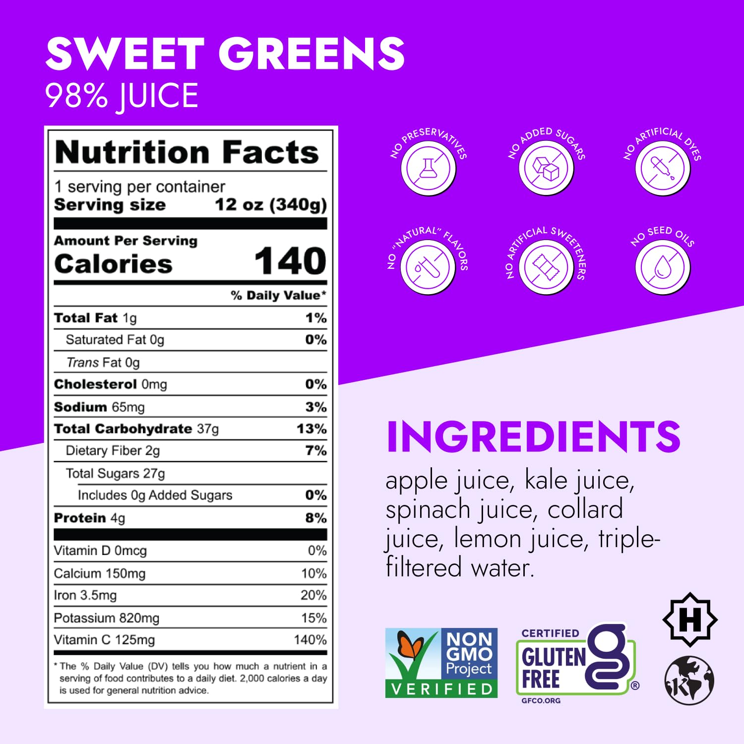 Raw Generation Sweet Green Juice Pack - Cold Pressed Juice/Boost Energy with Plant Based Nutrients Juices/A More Delicious Way to Get Your Sweet Green