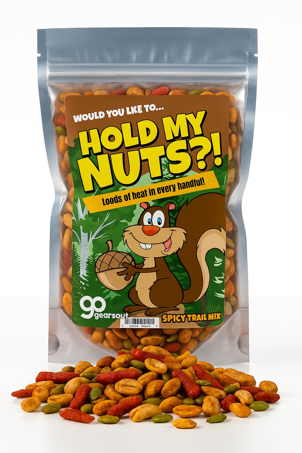 Hold My Nuts Spicy Trail Mix - Funny Squirrel with Acorn Design - Spicy Snacks for Men and Women - Premium Blend, Made in the USA