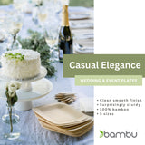 Bambu Pack of 25 - 5 Inch Disposable Bamboo Plates Square, Biodegradable Eco Friendly Products, Bamboo Disposable Appetizer Plates for Events