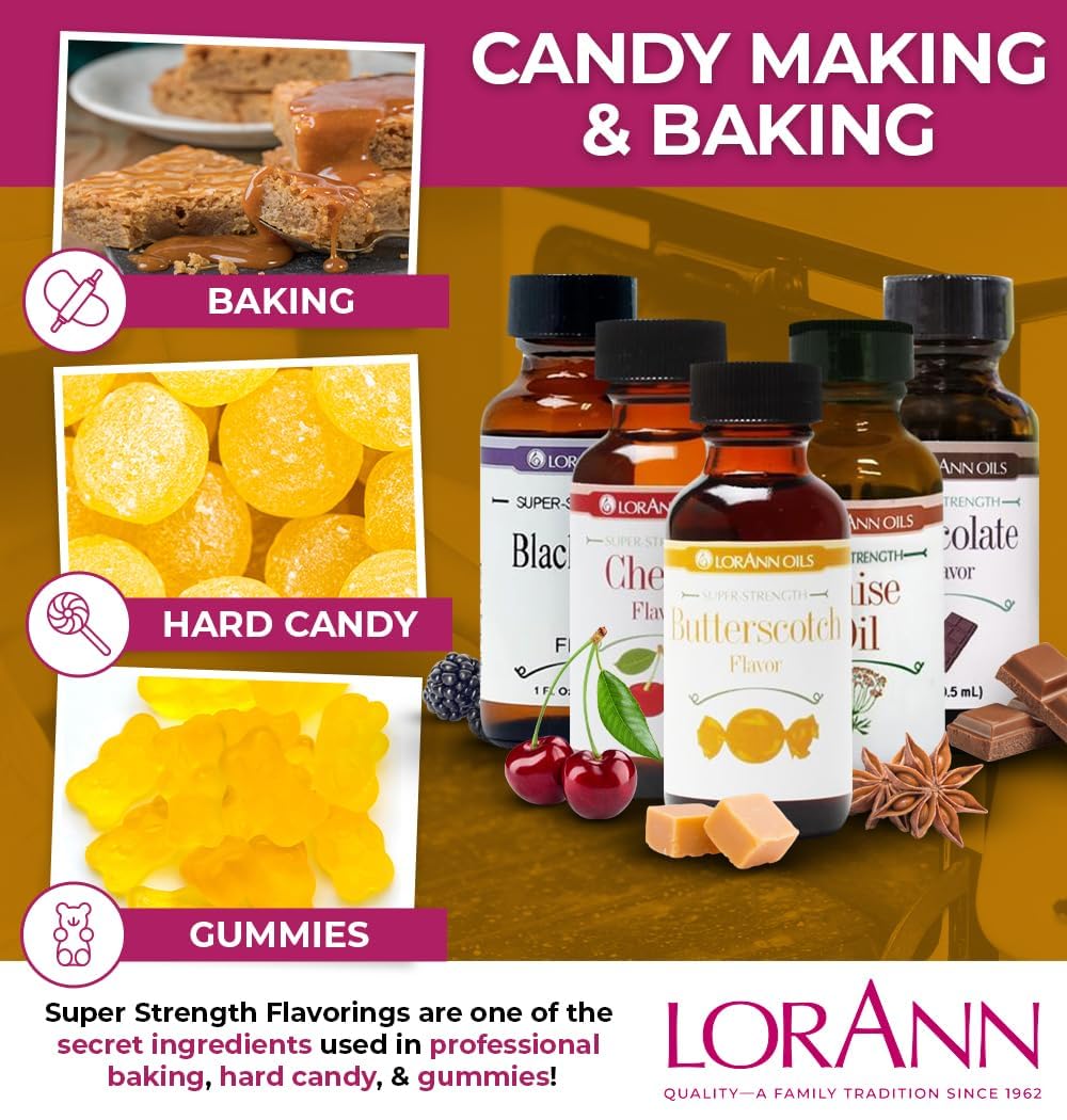 LorAnn Oils Super Strength Flavoring - Used For Candy Making, Flavoring, Baking, Hard Candy, & Flavor Oils - Bold, Natural Flavors 4X Stronger Than
