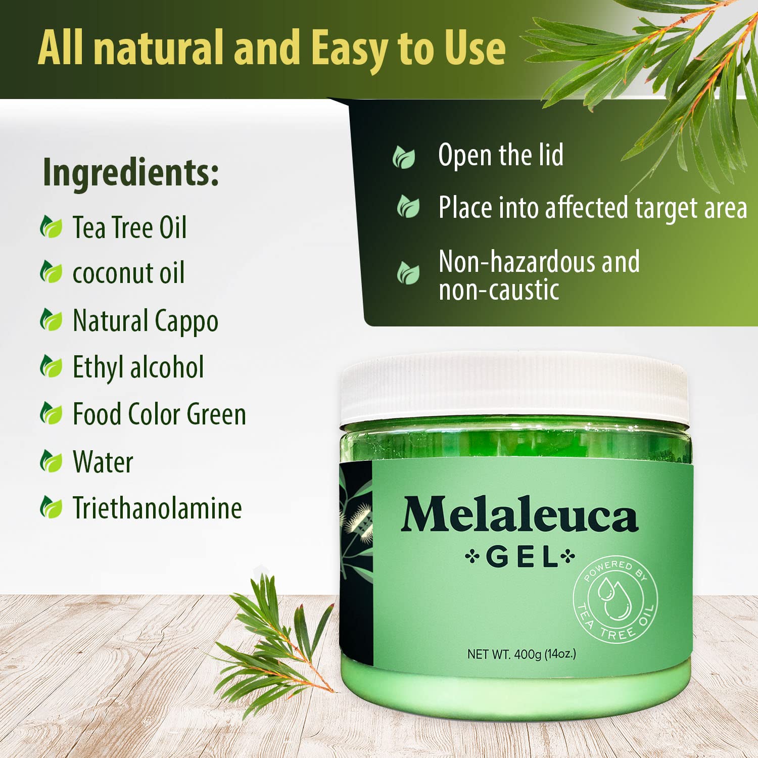 Melaleuca Gel All Natural Air Purifier, Odor Removing Freshener with 100% Australian Tea Tree Essential Oil. Clean air in moist basements, RV's