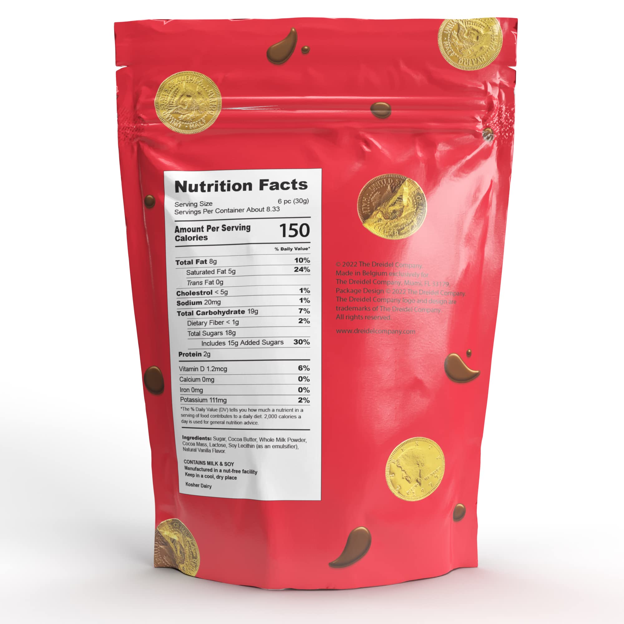 100 Coins, Gold Half Dollar Coins, Made with Premium Belgian ingredients, Nut-Free, Non-GMO, Kosher Dairy