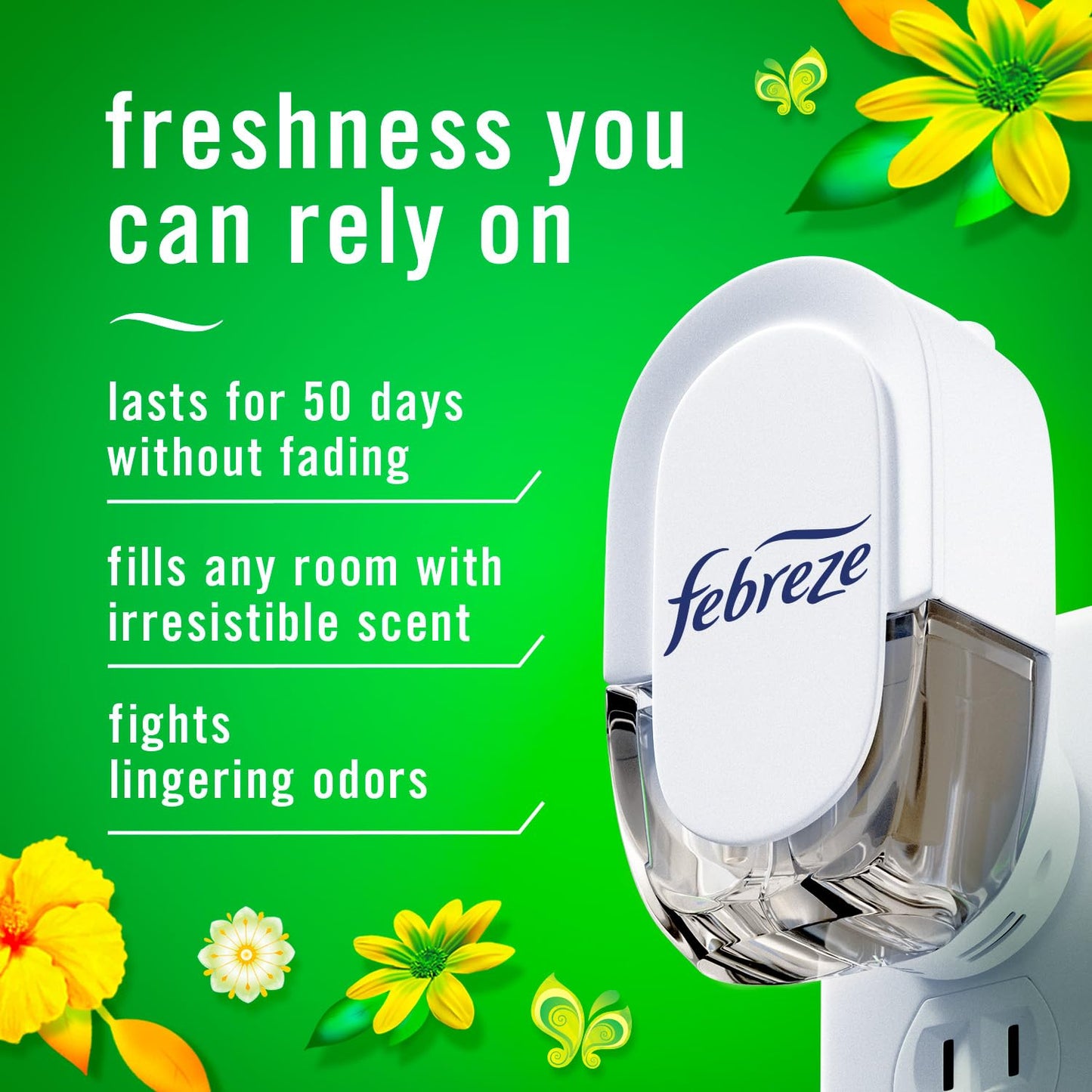 Febreze Plug-In Air Freshener, Odor-Fighting Scented Oil Refill, Air Fresheners for Home, Bathroom and Kitchen, Long Lasting, Gain Original Scent