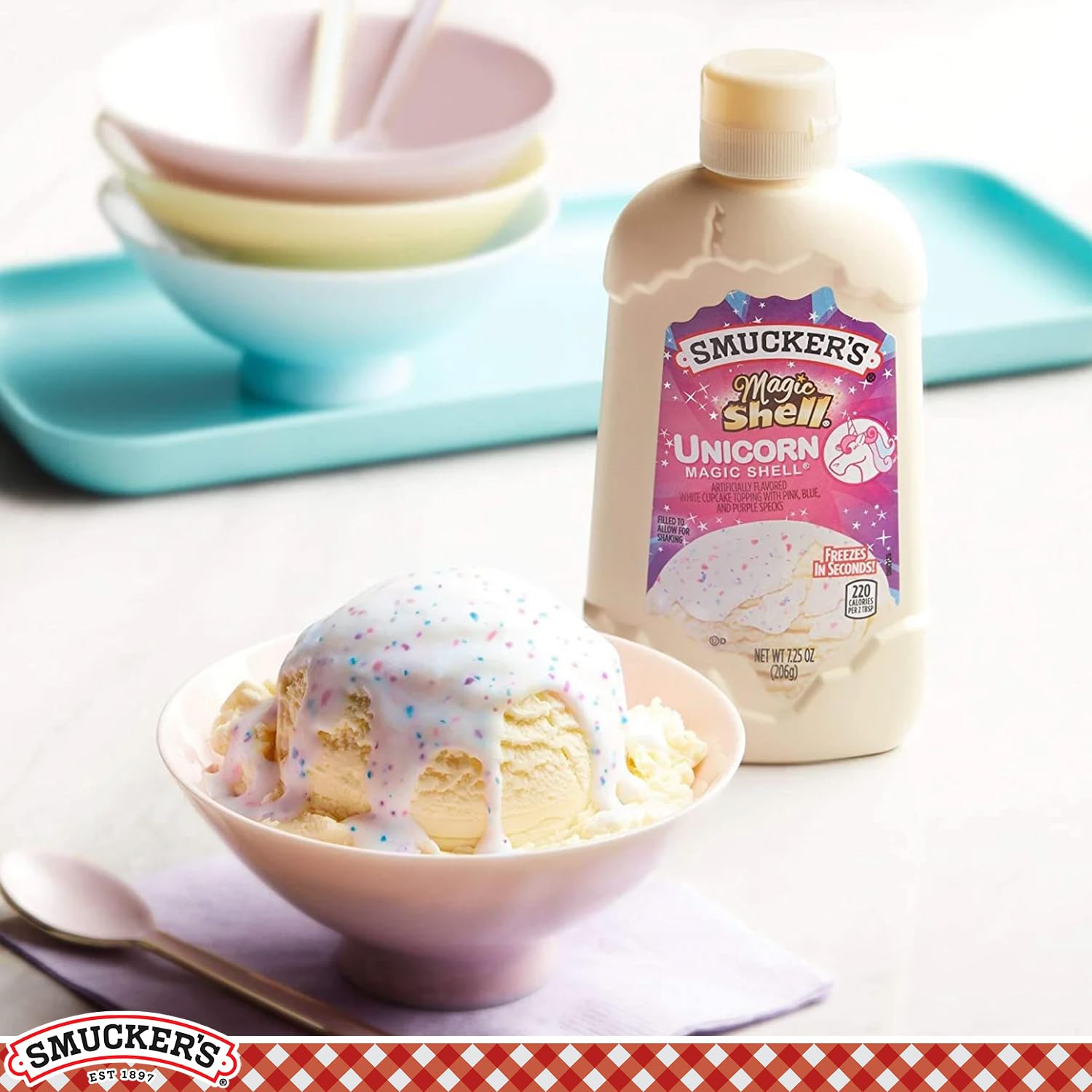 Smuckers Unicorn Magic Shell Smucker`s Topping Freezes In Seconds (1) 7.25 oz Bottle