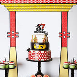7th Happy Birthday Cake Topper Kung FU Ninja Themed Karate Boy Girl Glitter Party Cake Decorations