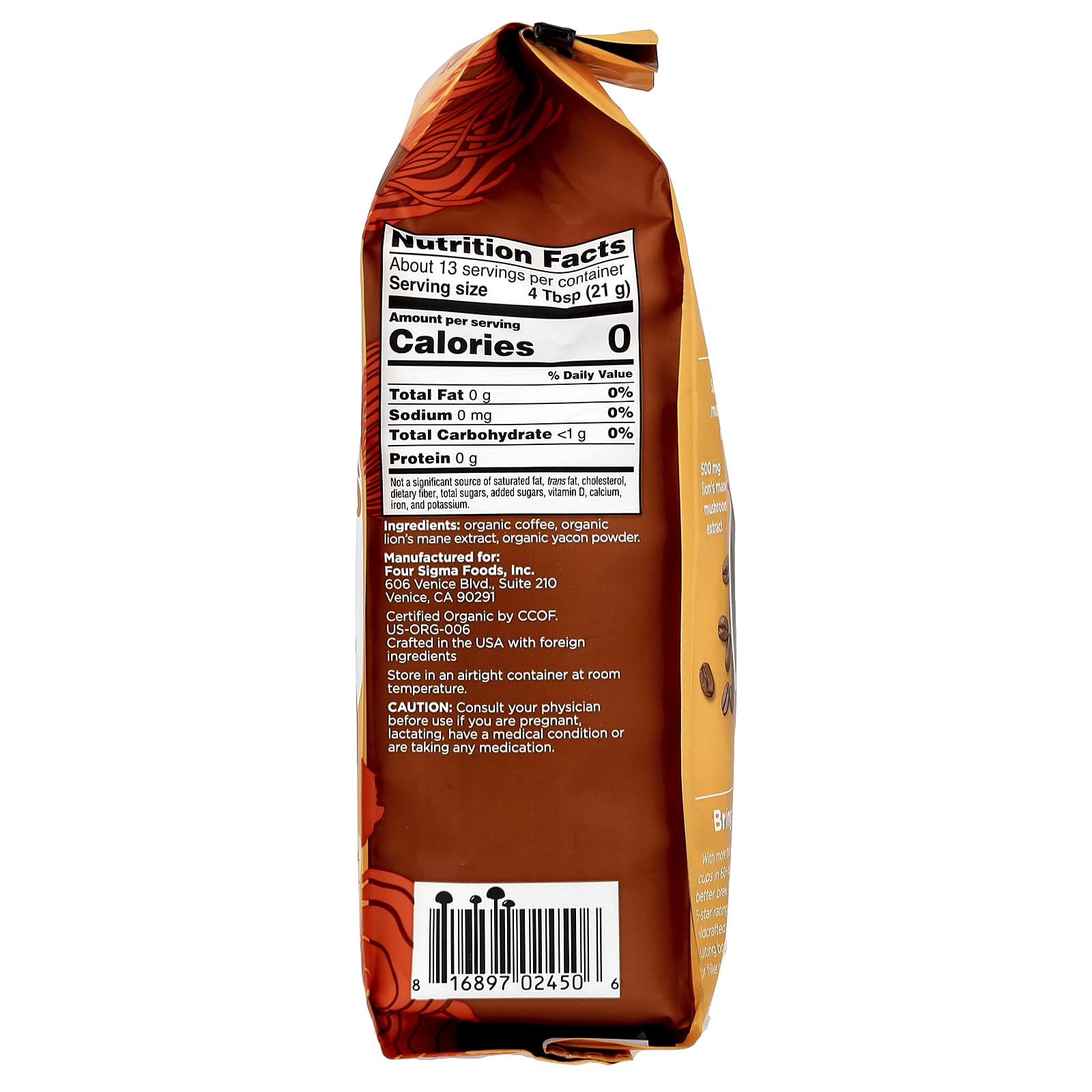 Four Sigmatic Organic Focus Medium Roast Ground Coffee, 10 Ounce