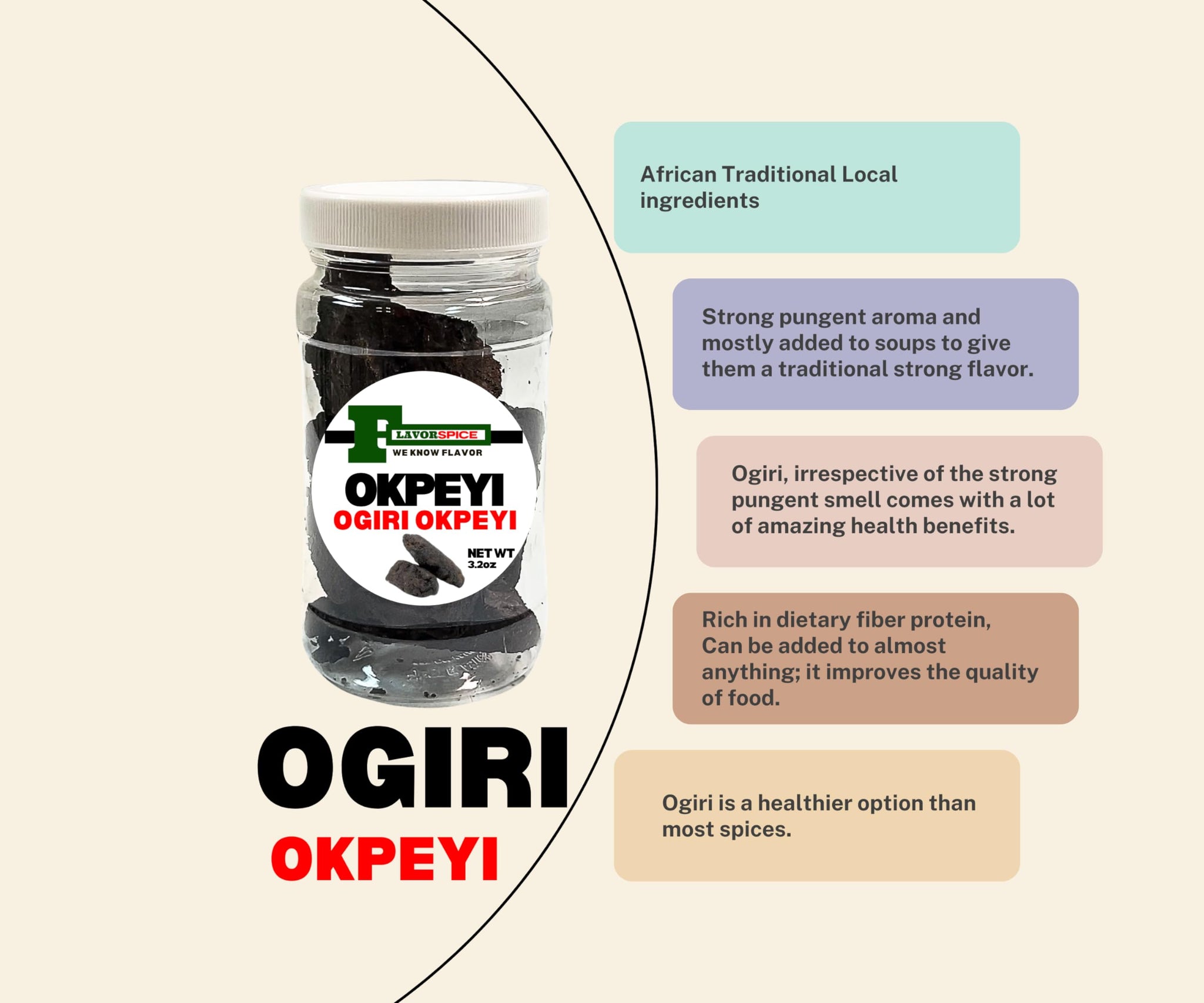 Ogiri Okpeyi (African Natural/local food seasoning) (3.2oz(90.71g)