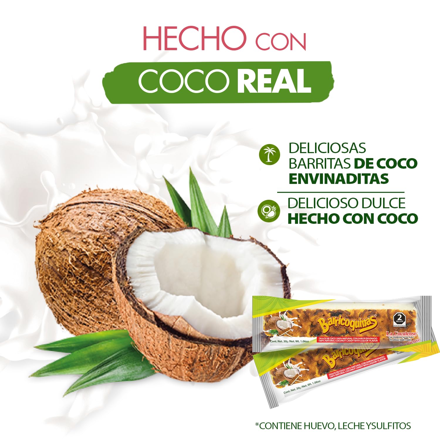 La Coculense - Barricoquinas - Natural Flavored Coconut Candies Soaked In Liquor - 3 Bags Of 20 Pieces Each