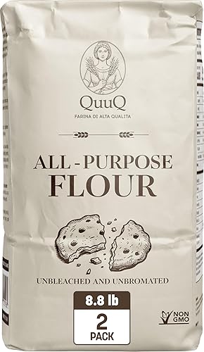 QuuQ All Purpose Flour 2 Pack 8.8 lb (4 kg) - Unbleached Unbromated Enriched Wheat Flour, Non-GMO Baking Flour for Bread, Cookies, Cakes, Pizza