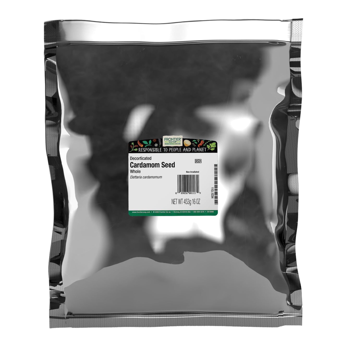 Frontier Co-op Whole Cardamom Seeds, Without Pod, 1lb Bulk Bag - Warm, Aromatic Spice for Baking, Curries, and Global Cuisine