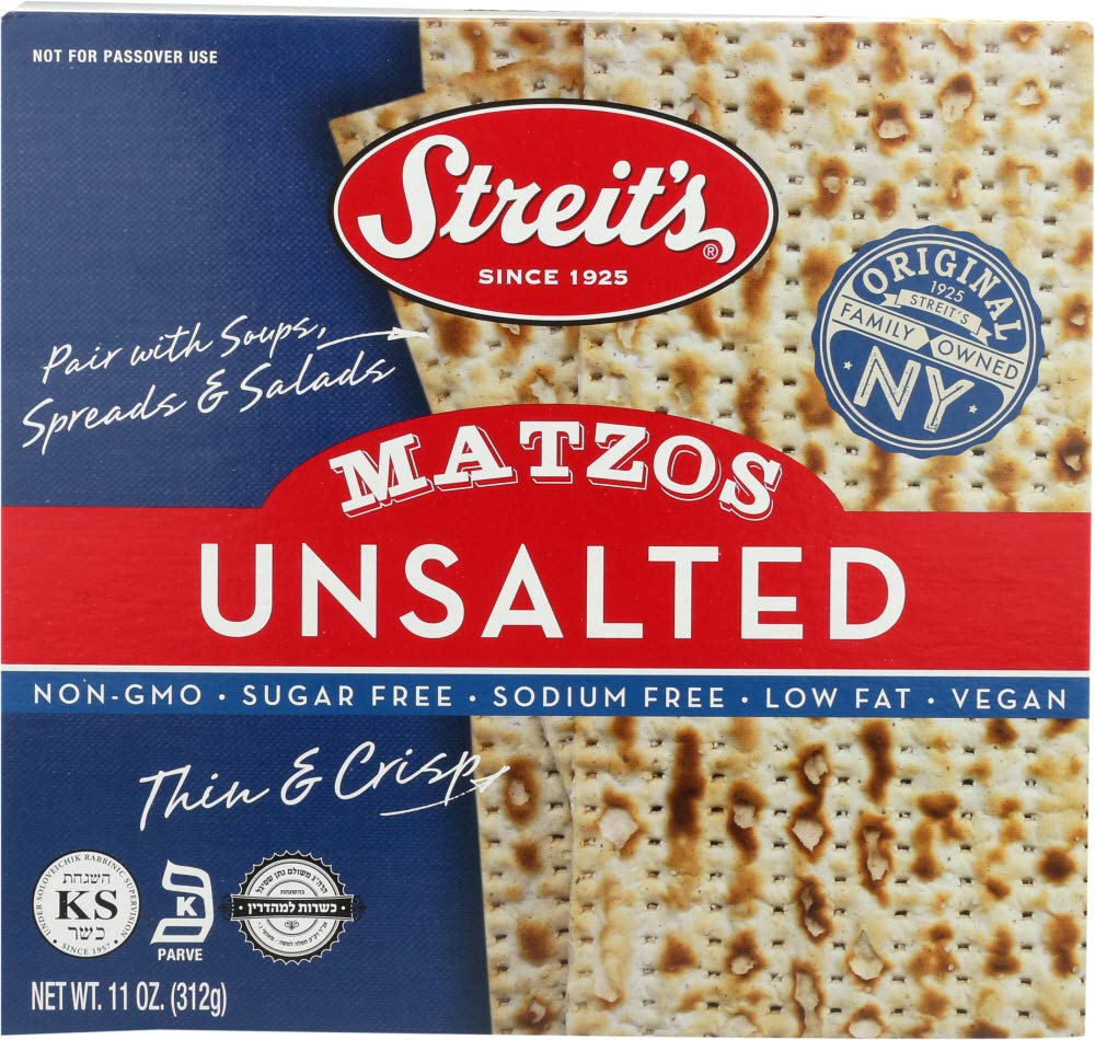 Streit's Unsalted Matzo, 11 Ounce (Pack of 4)