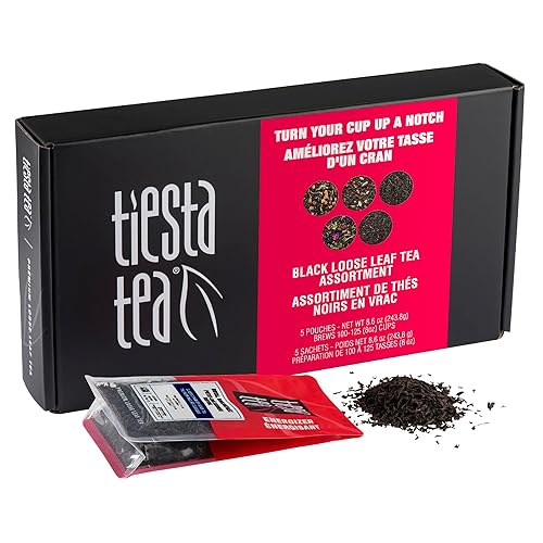 Tiesta Tea - Black Loose Leaf Tea Gift Set, High Caffeinated Assorted Blends, 5 Pouches for Hot & Iced Brews Variety Pack, English Breakfast, Earl