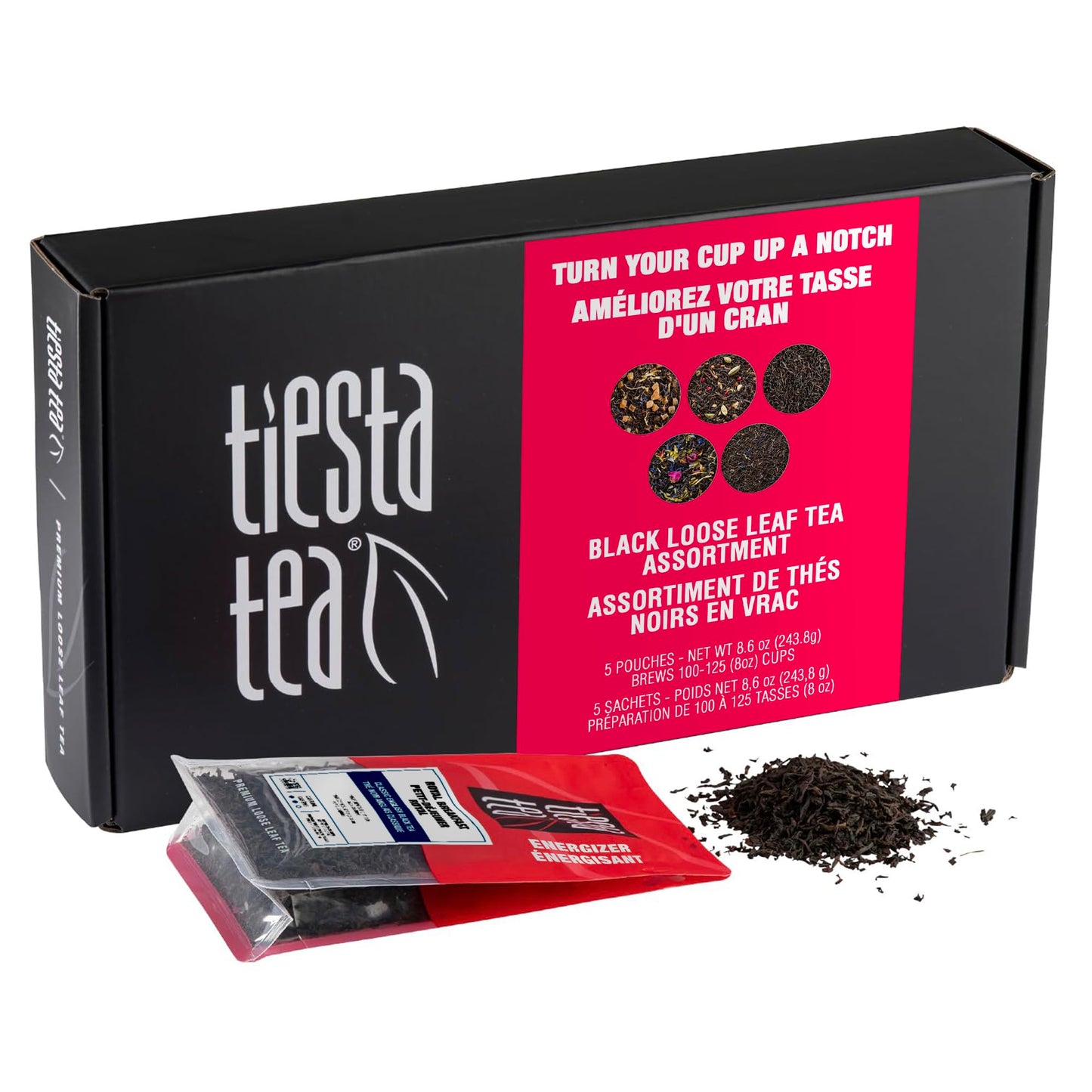 Tiesta Tea - Black Loose Leaf Tea Gift Set, High Caffeinated Assorted Blends, 5 Pouches for Hot & Iced Brews Variety Pack, English Breakfast, Earl