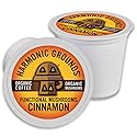 Harmonic Grounds Organic Mushroom Coffee Pods - Cinnamon Flavored Medium Roast with Lion's Mane, Reishi, Chaga, Cordyceps & Turkey Tail - Compatible