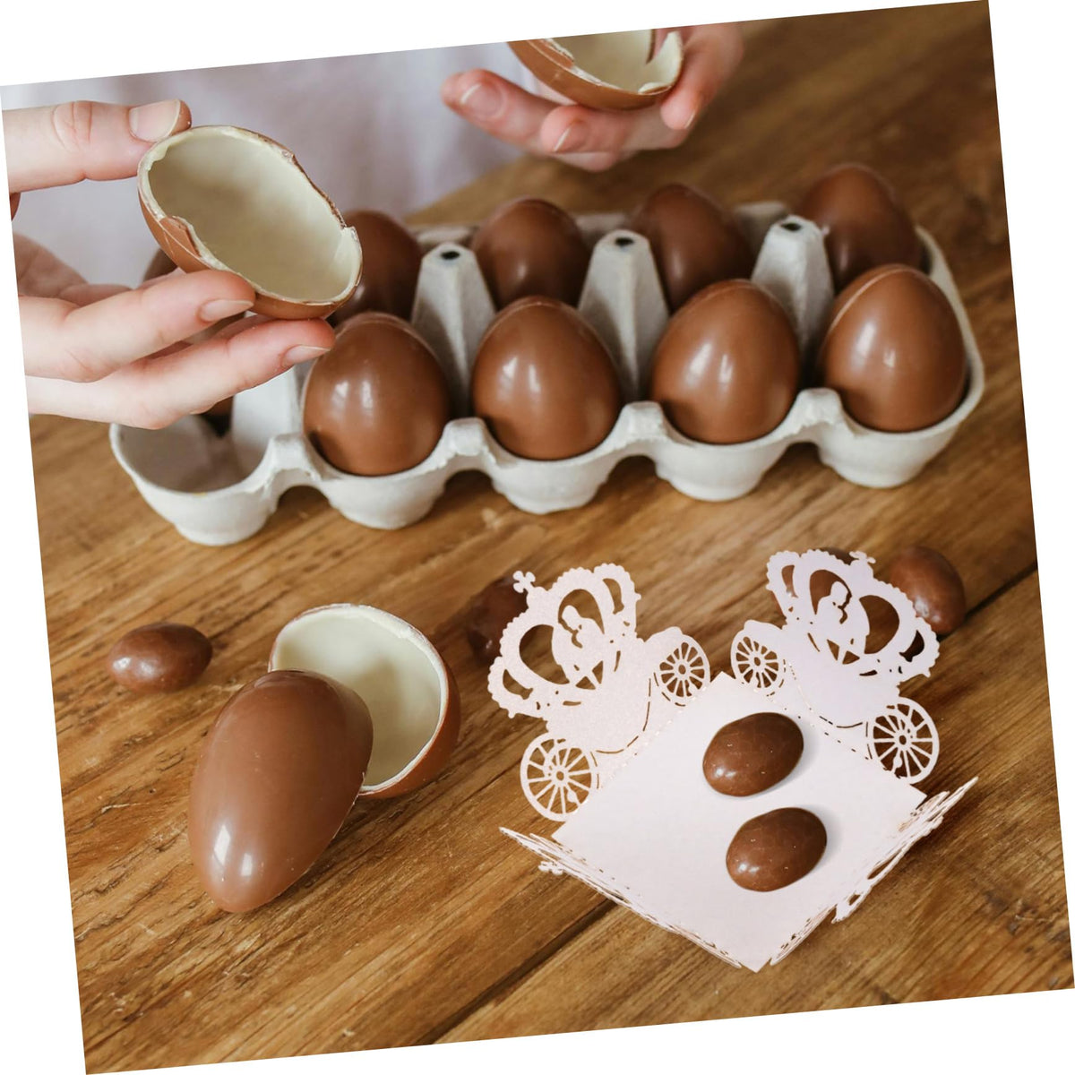 SEWOART 50pcs Decorative Chocolate Wrapping for Sweets Elegant Hollow Design Candy Holder for Weddings Parties and Celebrations for Truffle