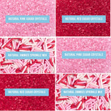 Sweets Indeed Valentines Dye Free Sprinkles | Red & Pink Sanding Sugar with Red White Pink Jimmies Mix | Baking & Decorating | No Artificial Dyes |
