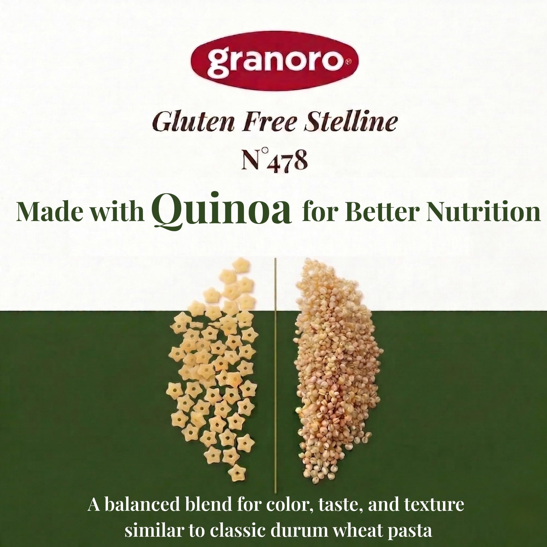 Granoro Gluten Free Stelline Star Pasta No.478, Italian Pastina Small Star Soup Pasta, Corn Rice & Quinoa Flour, Product of Italy, 14.1 oz (Pack of 2)