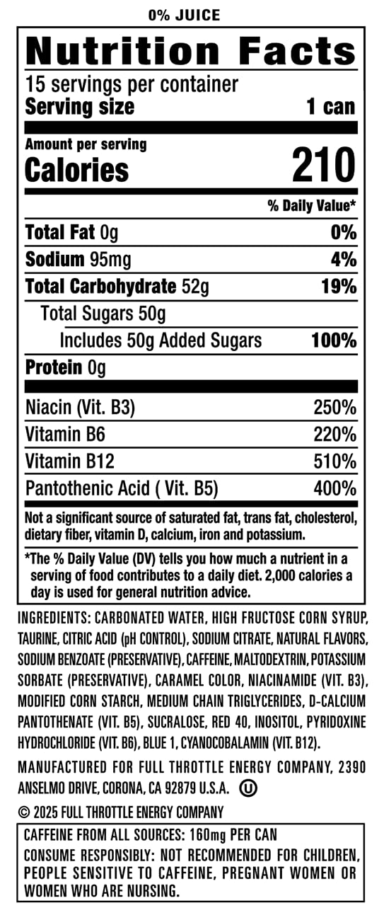 Full Throttle Red Apple: Hard-Working Energy Drink. 16 Fl oz (Pack of 15)