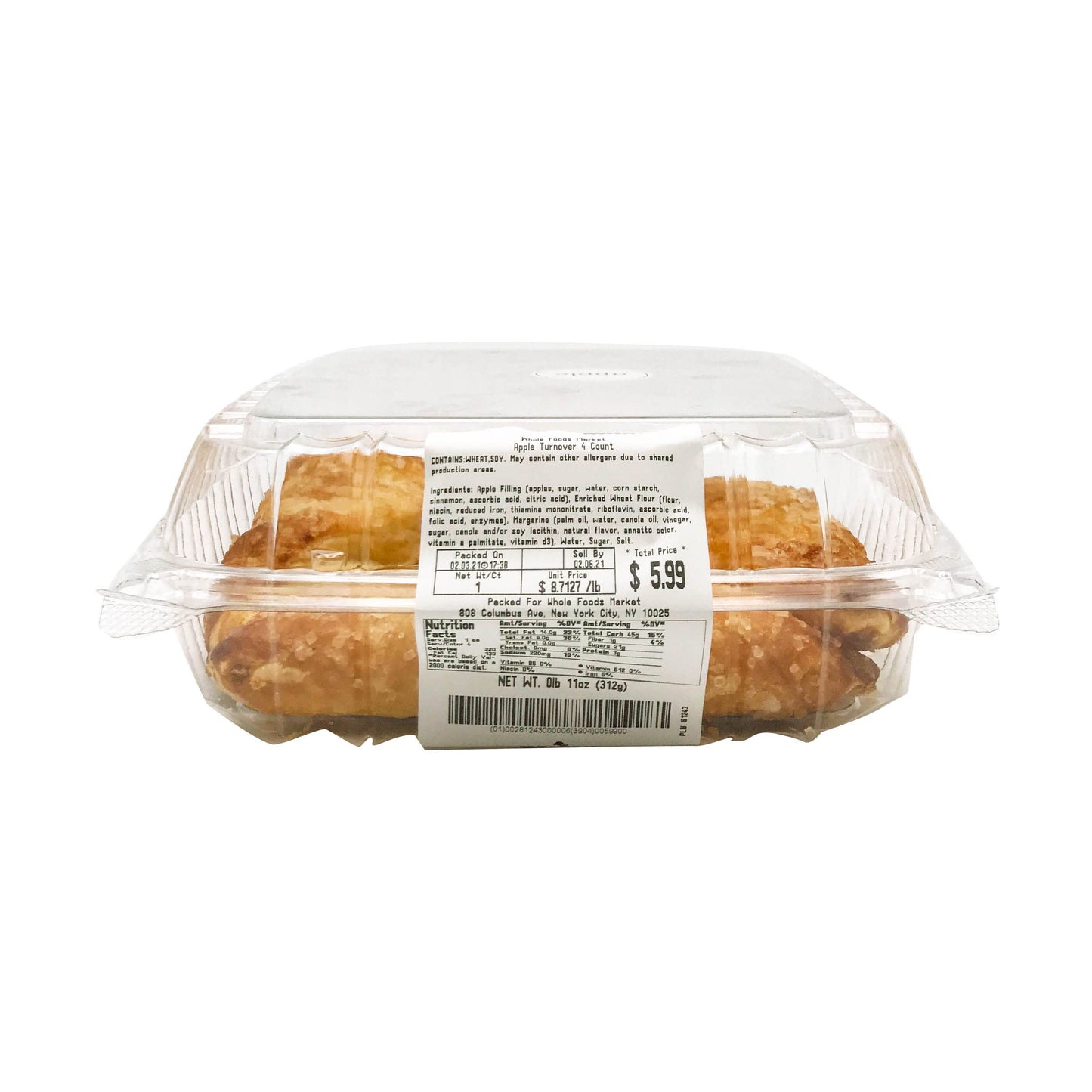 Whole Foods Market, Pastry Turnover Apple 4 Count, 12.8 Ounce