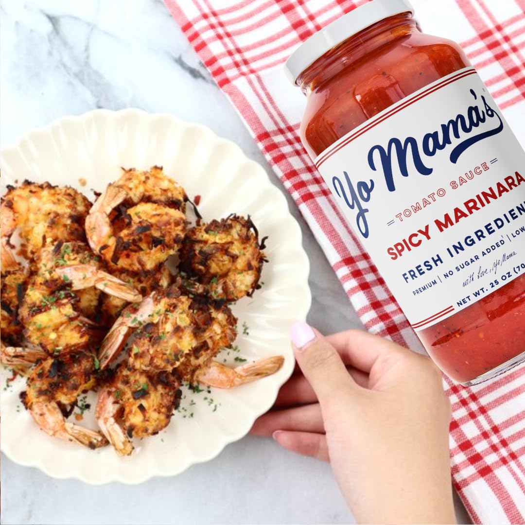 Yo Mama's Foods Keto SPICY Marinara Pasta Sauce - Pack of (2) - No Sugar Added, Low Carb, Low Sodium, Gluten Free, Paleo Friendly, and Made