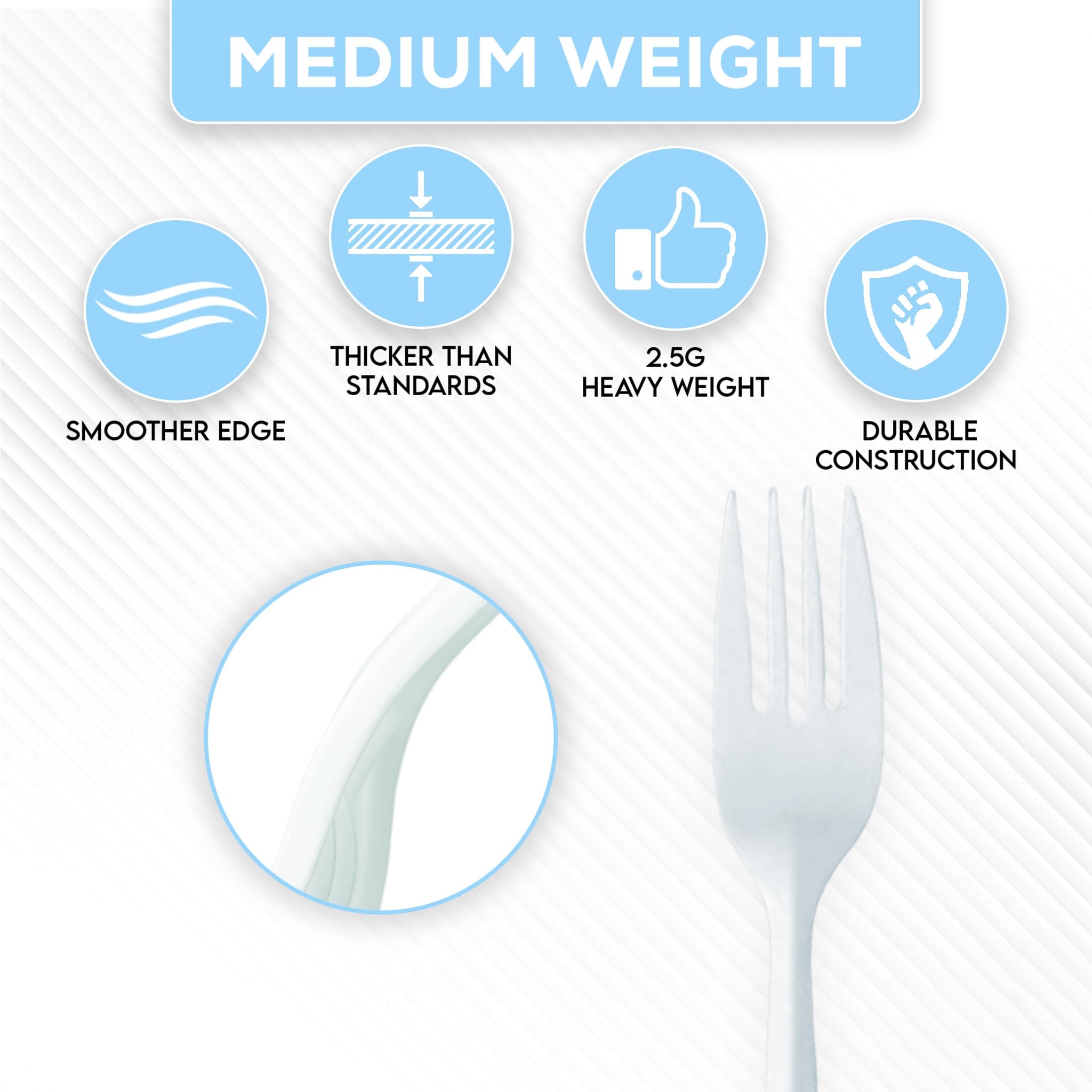 Klex 1000 Disposable Plastic Forks with Heat Resistant, BPA Free Durable Medium Weight Fork Bulk, 5.75", White, 1000 Count