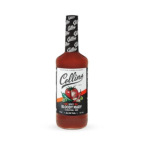 Collins Spicy Bloody Mary Mix, Made With Tomato, Garlic, Worcestershire, Horseradish, Cayenne and Other Spices, Brunch Cocktail Recipe, Bartender