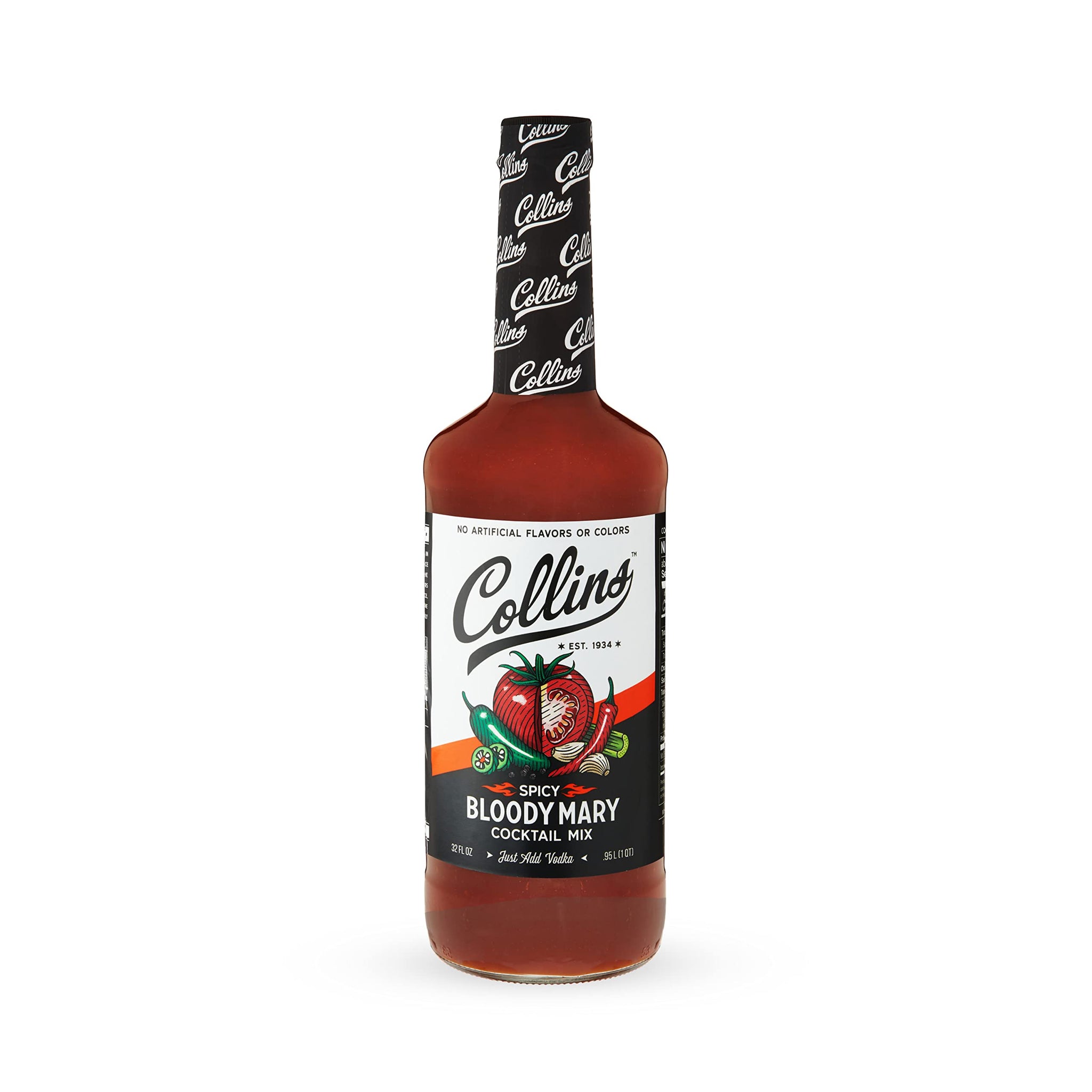 Collins Spicy Bloody Mary Mix, Made With Tomato, Garlic, Worcestershire, Horseradish, Cayenne and Other Spices, Brunch Cocktail Recipe, Bartender