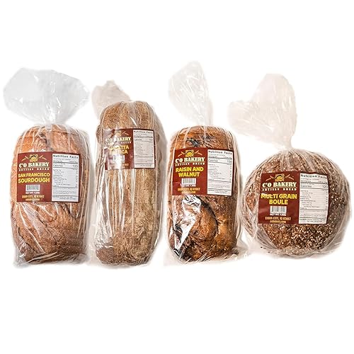 C’O Bakery Artisan Bread Variety Pack - Handmade, All Natural, High Fiber, Sliced Sandwich Loaf (Pack of 4 Loaves), Sourdough, Multigrain, Ciabatta