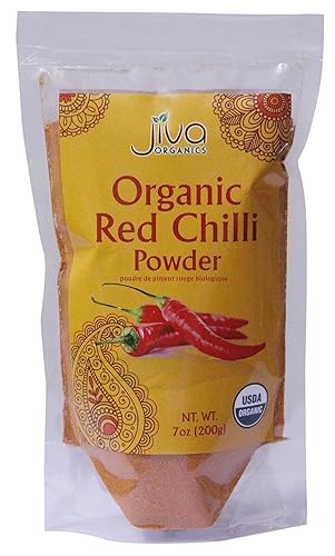 Jiva Organics Organic Red Chili Powder 7 ounce Bag - Extra Hot, Ground Indian Chillies, 100% Natural & Non-GMO