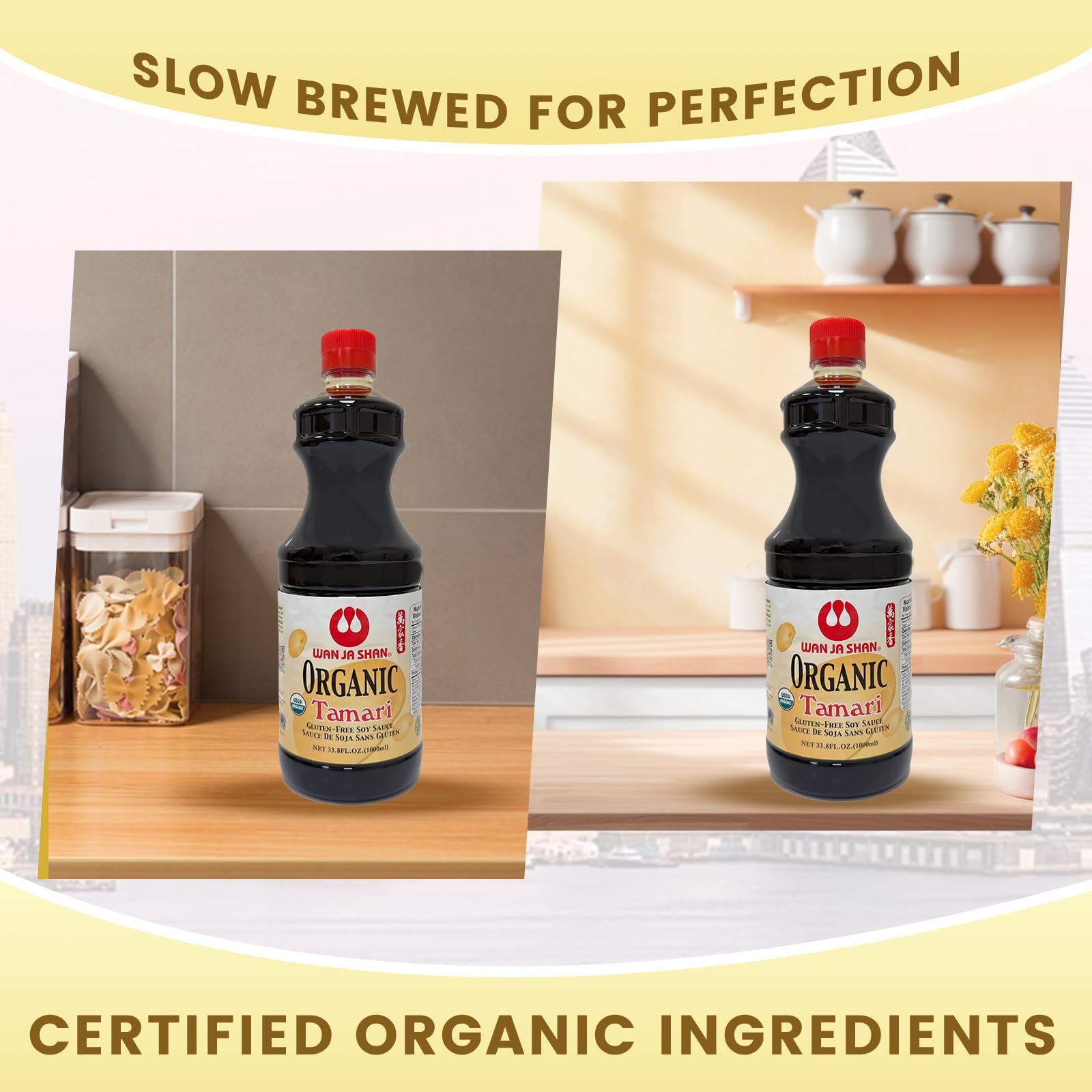 Wan Ja Shan Organic Gluten Free Soy Sauce - Tamari Sauce. 1 Liter (33.8oz) (1 Liter)