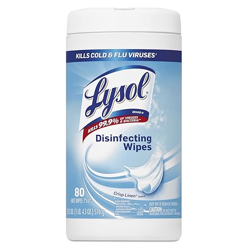 LYSOL 89346CT Disinfecting Wipes, Crisp Linen Scent, 7 x 8, 80/Canister, 6 Canister/Carton