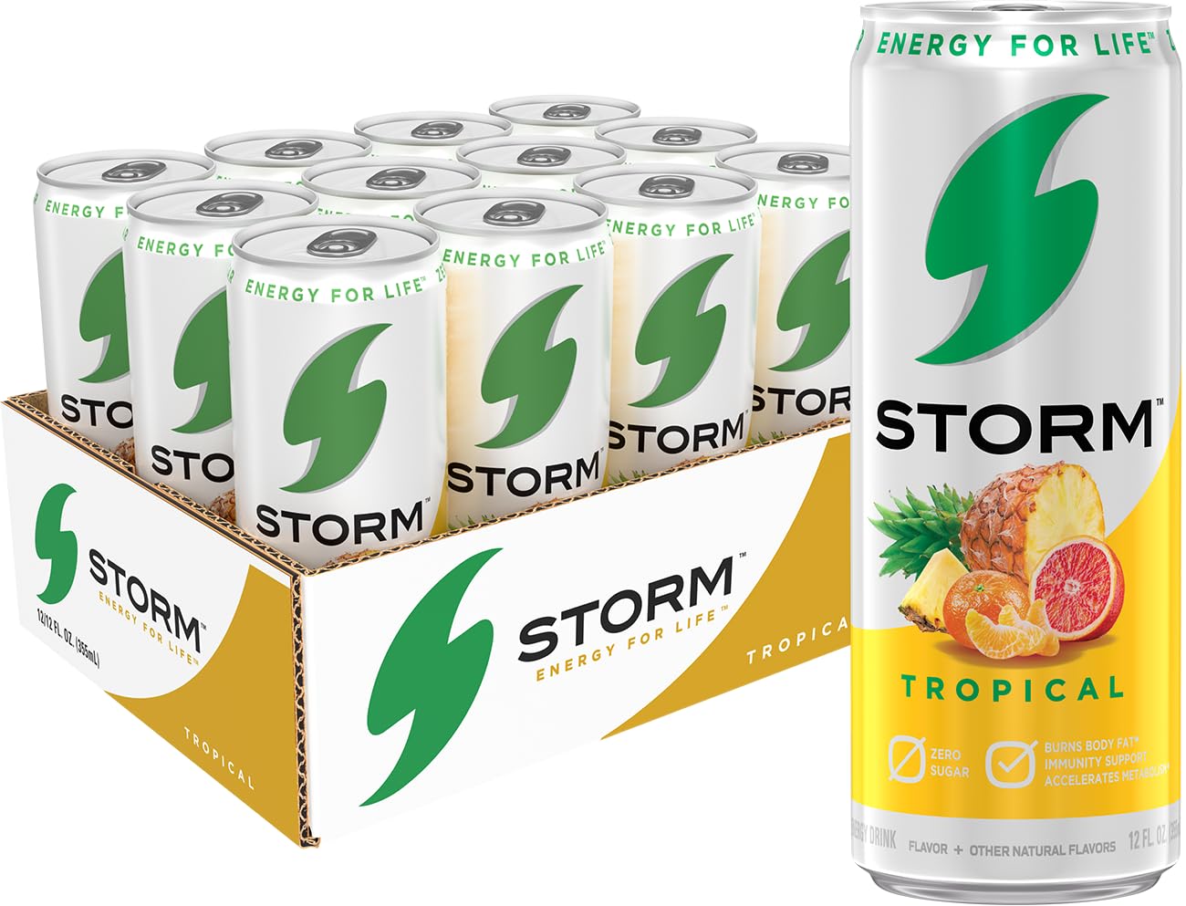 STORM Tropical, Fitness & Wellness Energy Drink, 12 Fl Oz (Pack of 12)
