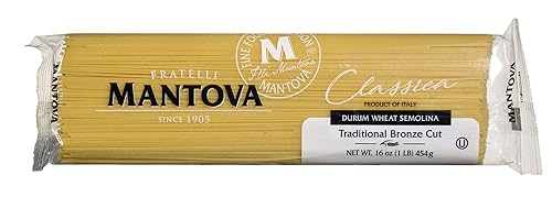 Mantova Italian Bronze Die Angel Hair Pasta - 100% Durum Wheat Semolina Bronze Die - 16 Oz (Pack Of 6) - Product Of Italy