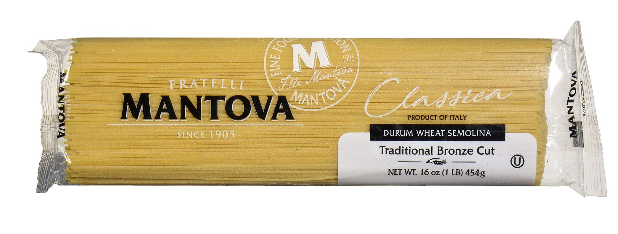Mantova Italian Bronze Die Angel Hair Pasta - 100% Durum Wheat Semolina Bronze Die - 16 Oz (Pack Of 6) - Product Of Italy